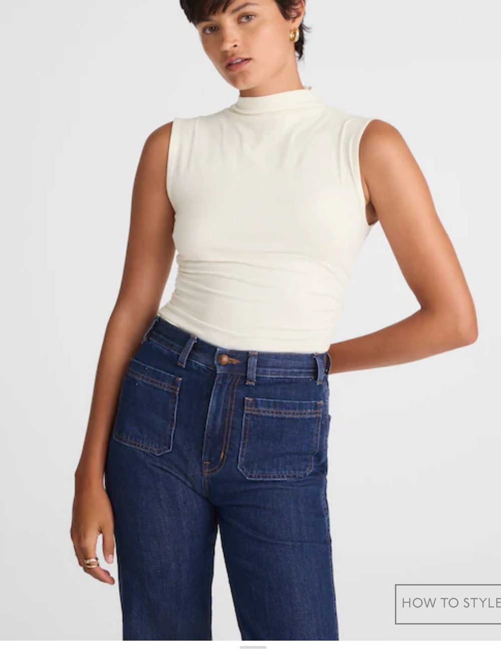 Madewell white mock neck sleeveless top S